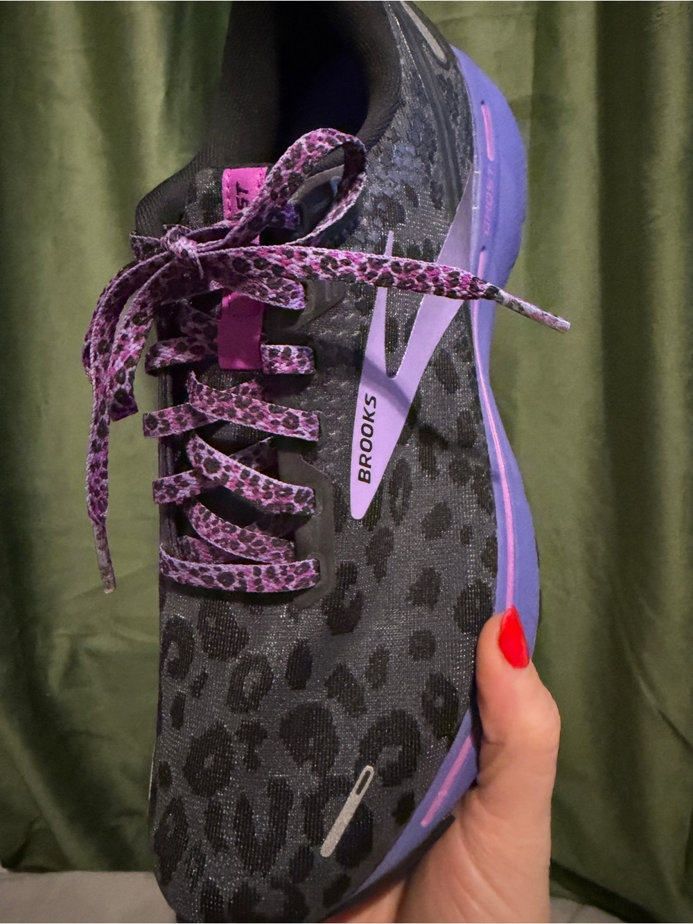 Brooks Ghost 14 Running Shoes Black Purple Leopard Print Women’s Size 11 - Picture 3 of 13